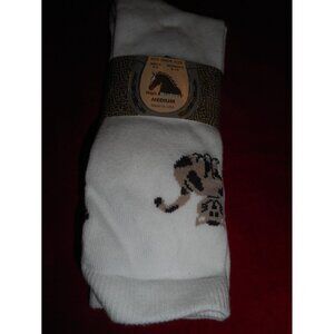 1 Pair High Meadows Cats 80 % Cotton Cushion Boot Crew Socks White Fits 9 to 11
